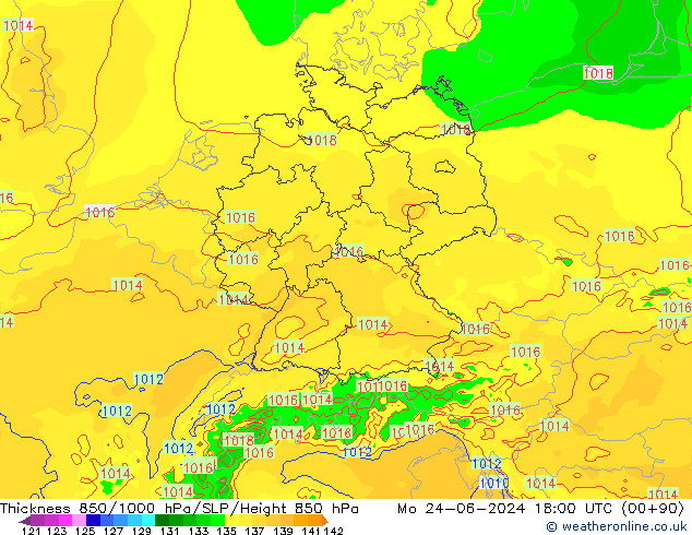 Thck 850-1000 hPa Arpege-eu Mo 24.06.2024 18 UTC