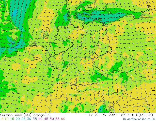 Surface wind Arpege-eu Fr 21.06.2024 18 UTC