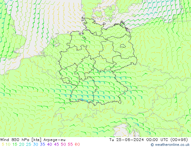 Vent 850 hPa Arpege-eu mar 25.06.2024 00 UTC