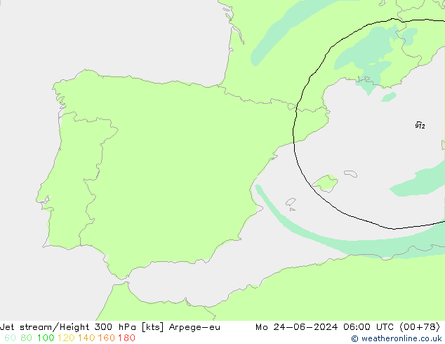 Jet Akımları Arpege-eu Pzt 24.06.2024 06 UTC