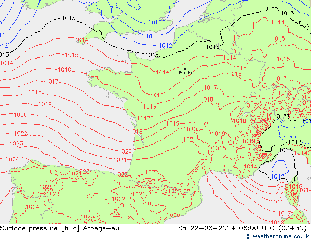 Luchtdruk (Grond) Arpege-eu za 22.06.2024 06 UTC