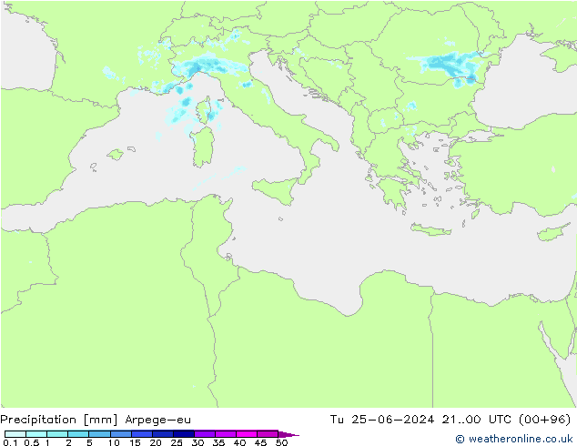 Precipitación Arpege-eu mar 25.06.2024 00 UTC