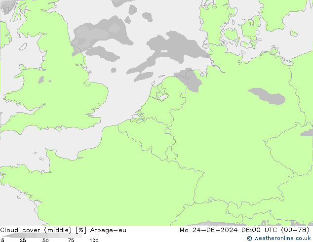 zachmurzenie (środk.) Arpege-eu pon. 24.06.2024 06 UTC