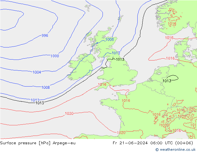 Presión superficial Arpege-eu vie 21.06.2024 06 UTC