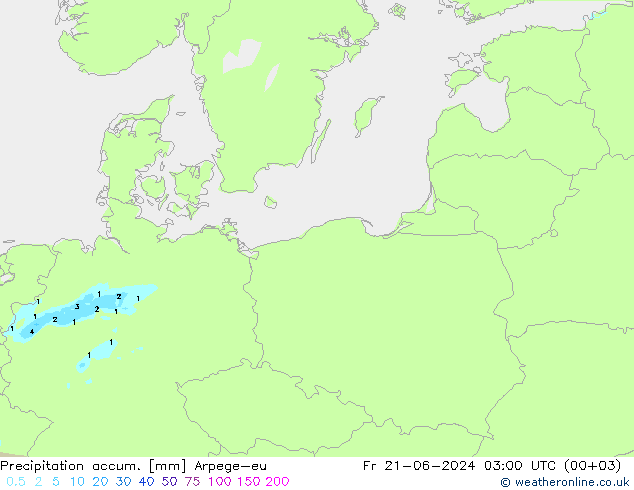 Precipitation accum. Arpege-eu pt. 21.06.2024 03 UTC