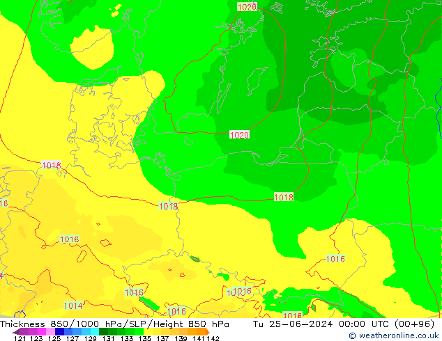 Thck 850-1000 hPa Arpege-eu Ter 25.06.2024 00 UTC