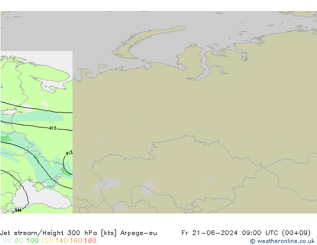 Jet stream/Height 300 hPa Arpege-eu Fr 21.06.2024 09 UTC