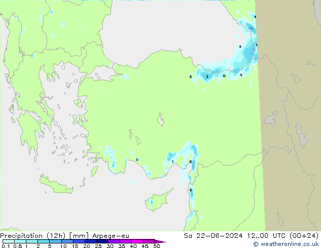 Precipitation (12h) Arpege-eu So 22.06.2024 00 UTC