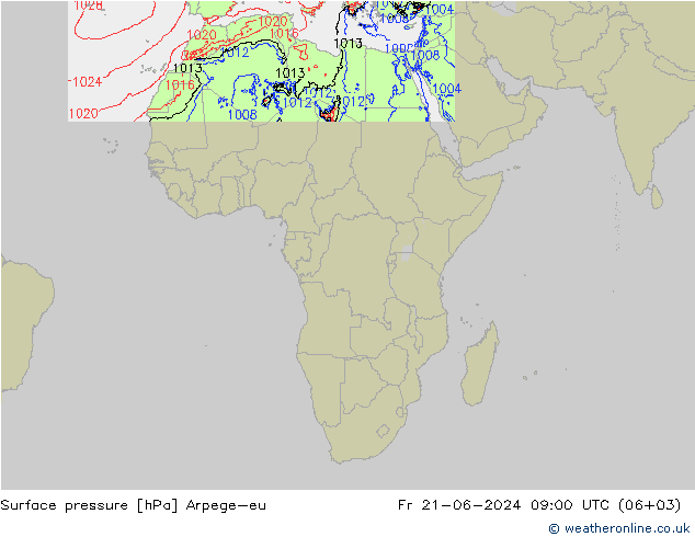 Luchtdruk (Grond) Arpege-eu vr 21.06.2024 09 UTC