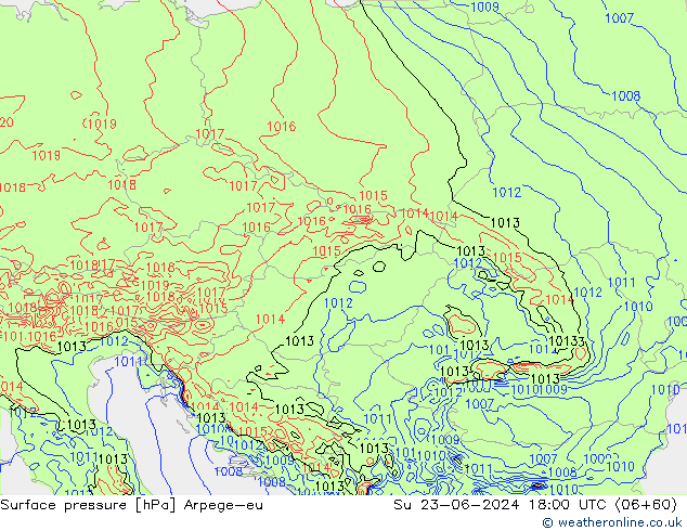 Surface pressure Arpege-eu Su 23.06.2024 18 UTC