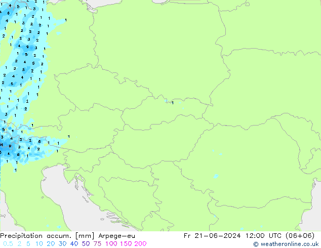 Precipitation accum. Arpege-eu Fr 21.06.2024 12 UTC