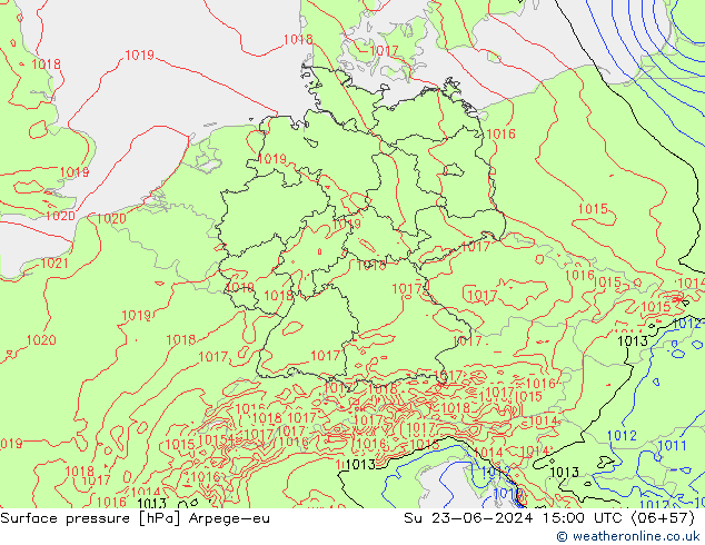 Surface pressure Arpege-eu Su 23.06.2024 15 UTC