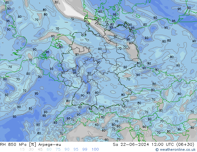 850 hPa Nispi Nem Arpege-eu Cts 22.06.2024 12 UTC