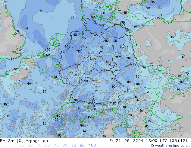 RH 2m Arpege-eu пт 21.06.2024 18 UTC