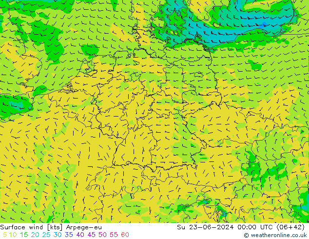 Surface wind Arpege-eu Su 23.06.2024 00 UTC