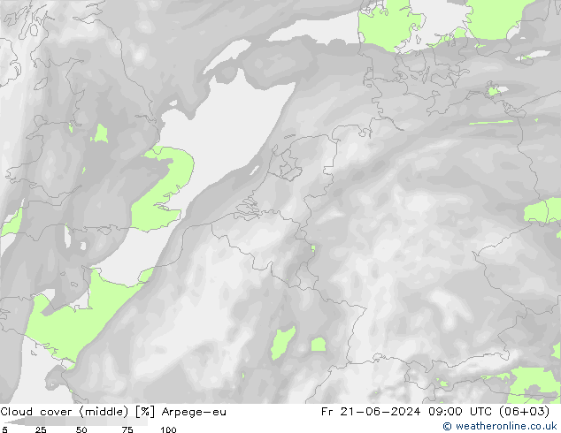 oblačnosti uprostřed Arpege-eu Pá 21.06.2024 09 UTC