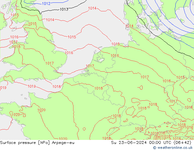 Surface pressure Arpege-eu Su 23.06.2024 00 UTC