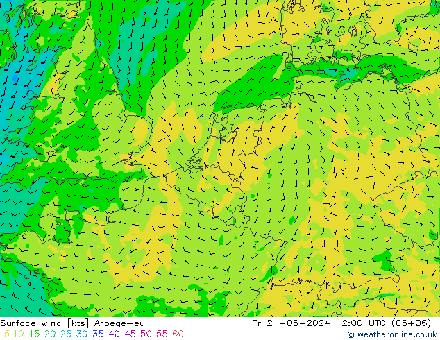 风 10 米 Arpege-eu 星期五 21.06.2024 12 UTC