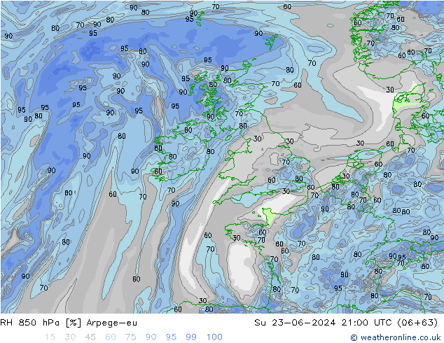 850 hPa Nispi Nem Arpege-eu Paz 23.06.2024 21 UTC