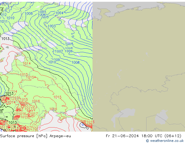 Surface pressure Arpege-eu Fr 21.06.2024 18 UTC