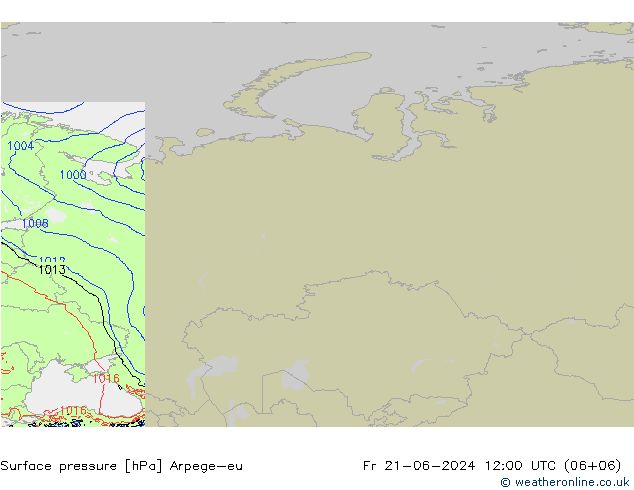 Surface pressure Arpege-eu Fr 21.06.2024 12 UTC