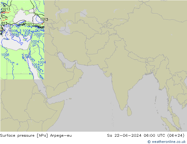 Pressione al suolo Arpege-eu sab 22.06.2024 06 UTC