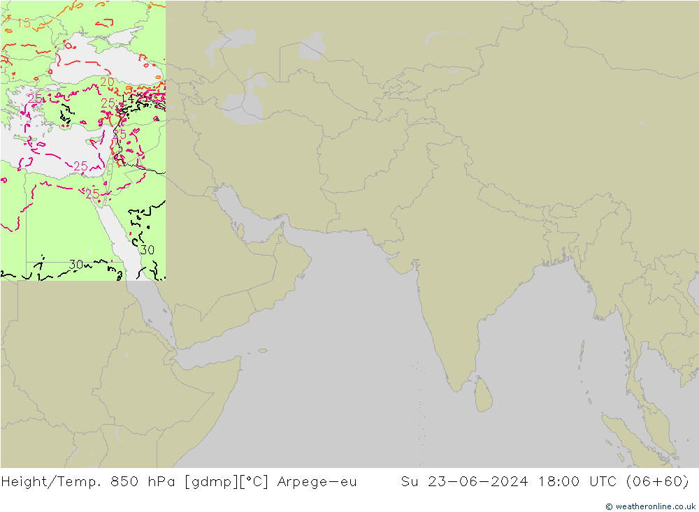 Height/Temp. 850 hPa Arpege-eu Ne 23.06.2024 18 UTC