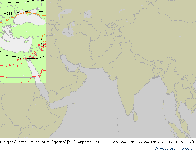 Height/Temp. 500 hPa Arpege-eu Mo 24.06.2024 06 UTC