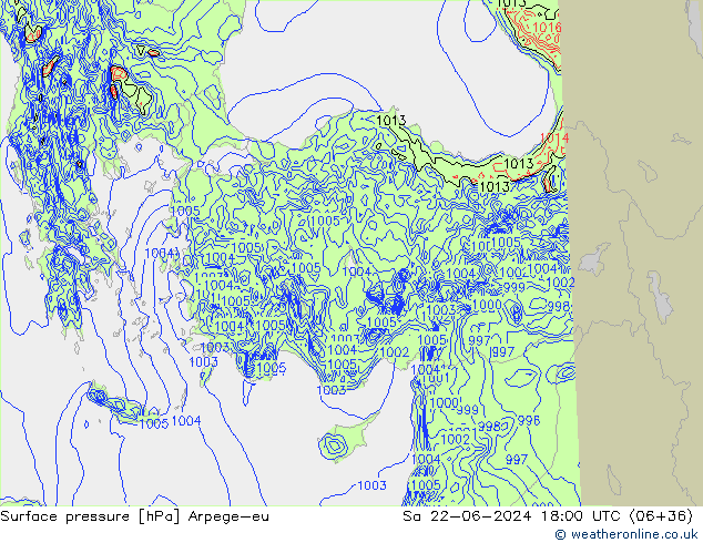 приземное давление Arpege-eu сб 22.06.2024 18 UTC