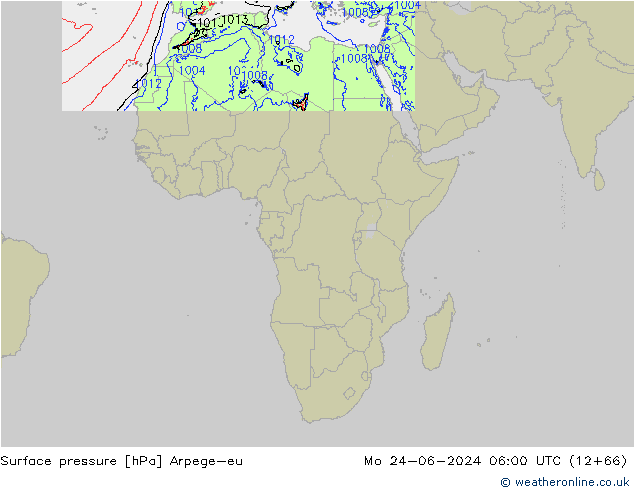 pressão do solo Arpege-eu Seg 24.06.2024 06 UTC