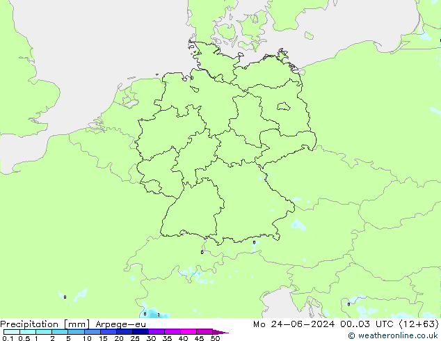 Srážky Arpege-eu Po 24.06.2024 03 UTC