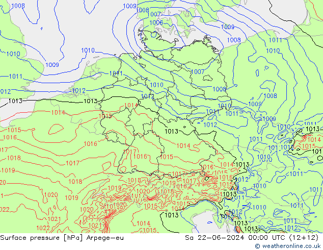 Bodendruck Arpege-eu Sa 22.06.2024 00 UTC