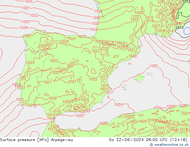 pressão do solo Arpege-eu Sáb 22.06.2024 06 UTC