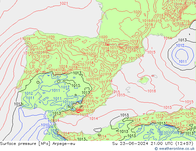 Luchtdruk (Grond) Arpege-eu zo 23.06.2024 21 UTC