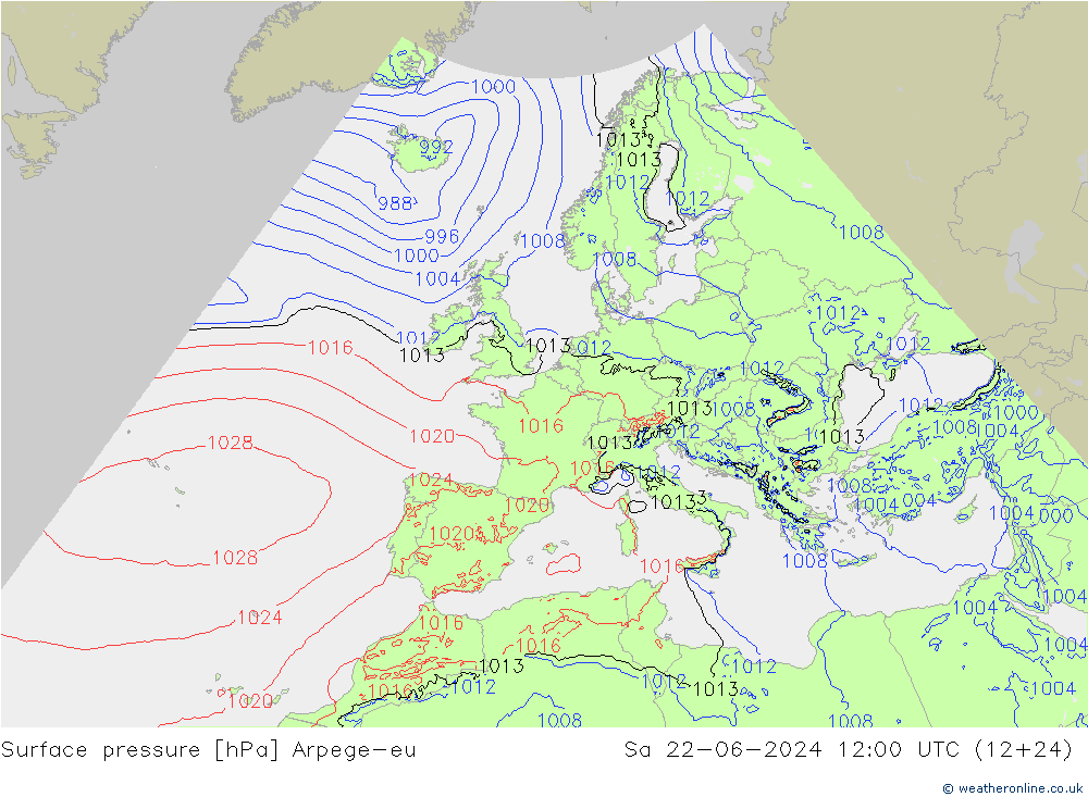 Yer basıncı Arpege-eu Cts 22.06.2024 12 UTC