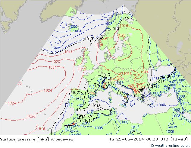 ciśnienie Arpege-eu wto. 25.06.2024 06 UTC