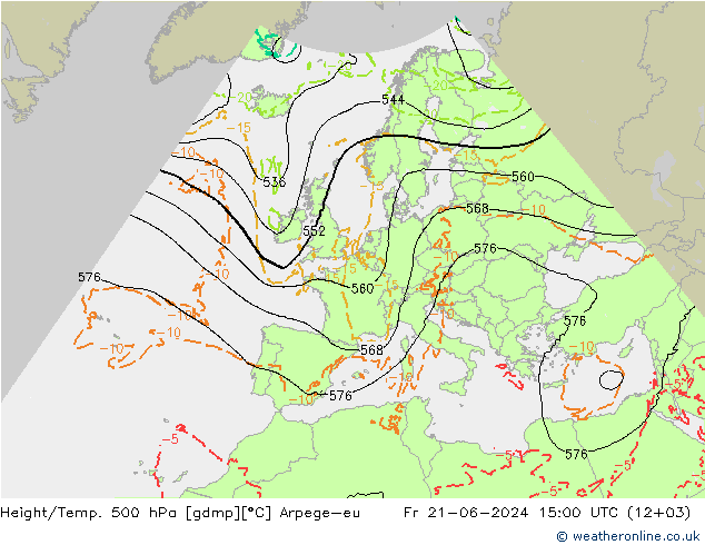 Height/Temp. 500 hPa Arpege-eu  21.06.2024 15 UTC