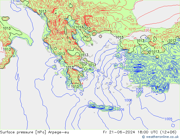 Surface pressure Arpege-eu Fr 21.06.2024 18 UTC