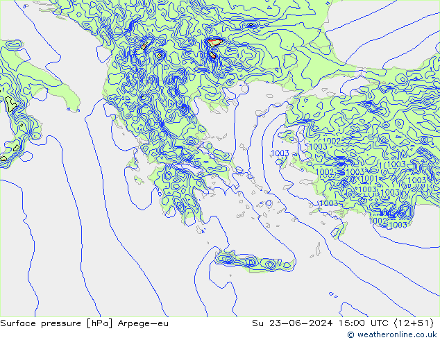 Yer basıncı Arpege-eu Paz 23.06.2024 15 UTC