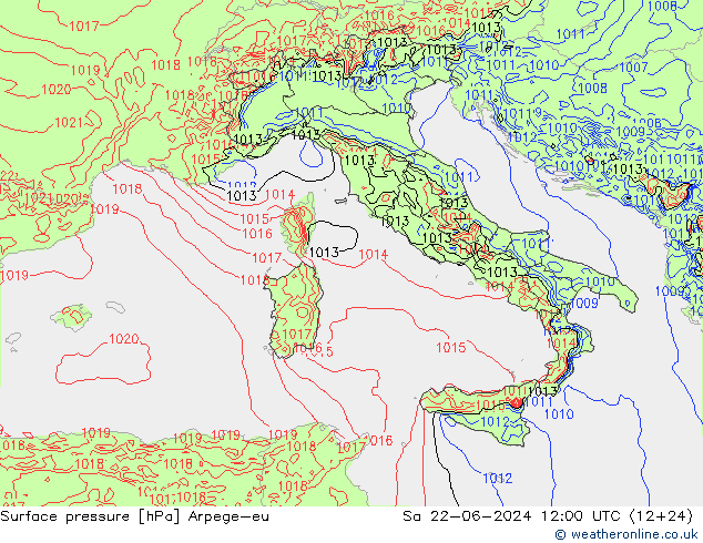 Yer basıncı Arpege-eu Cts 22.06.2024 12 UTC