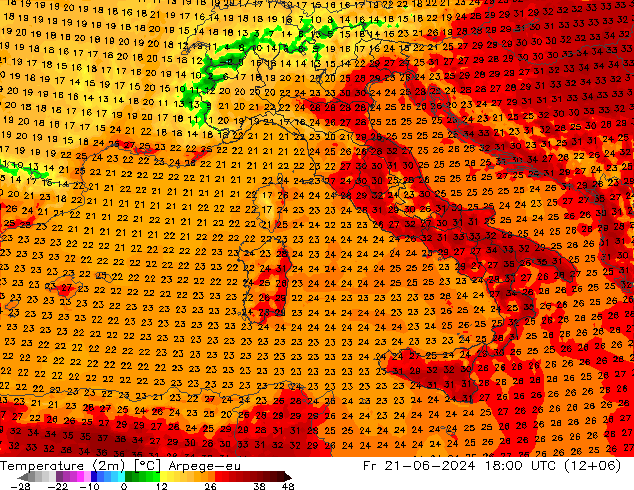 Temperature (2m) Arpege-eu Fr 21.06.2024 18 UTC