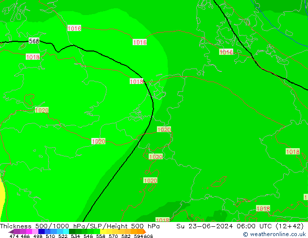 Thck 500-1000hPa Arpege-eu  23.06.2024 06 UTC