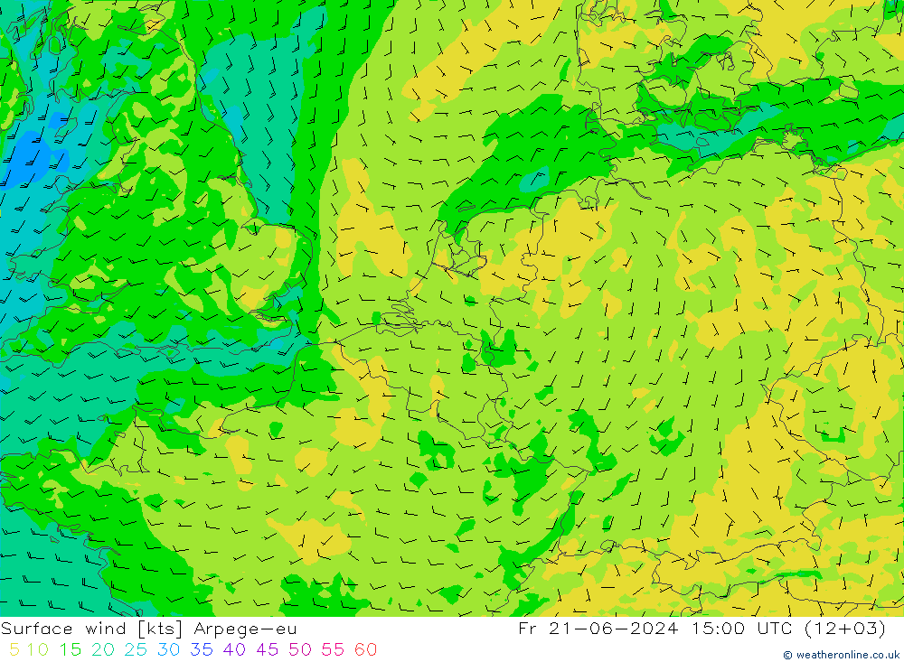 风 10 米 Arpege-eu 星期五 21.06.2024 15 UTC