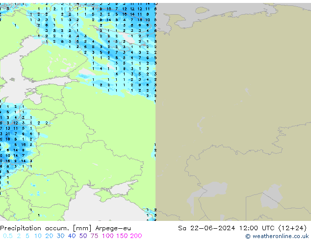 Precipitation accum. Arpege-eu so. 22.06.2024 12 UTC