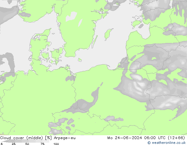 облака (средний) Arpege-eu пн 24.06.2024 06 UTC