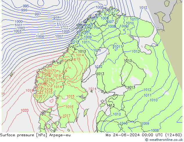 Luchtdruk (Grond) Arpege-eu ma 24.06.2024 00 UTC