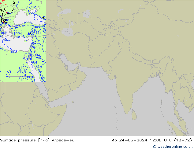 Surface pressure Arpege-eu Mo 24.06.2024 12 UTC