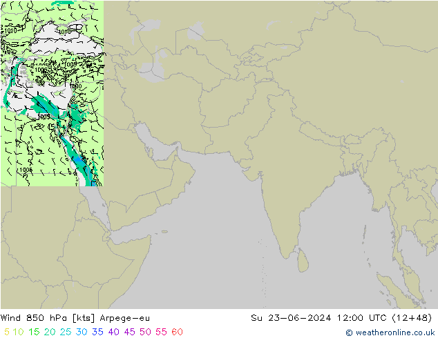 wiatr 850 hPa Arpege-eu nie. 23.06.2024 12 UTC