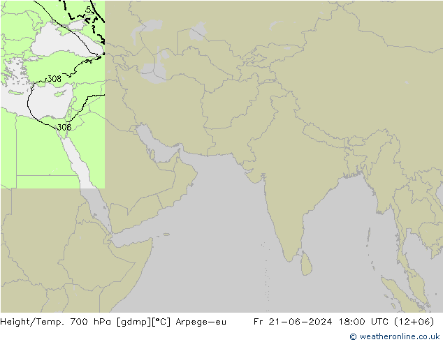 Height/Temp. 700 hPa Arpege-eu Pá 21.06.2024 18 UTC