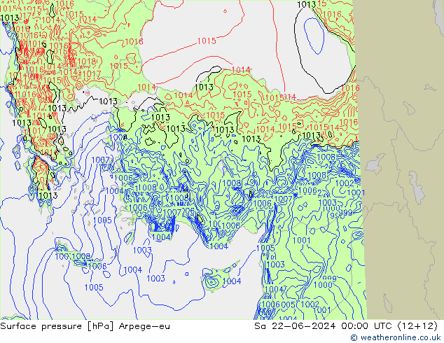 Bodendruck Arpege-eu Sa 22.06.2024 00 UTC